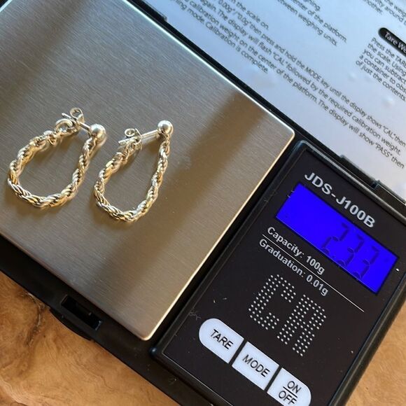 Sterling Silver Drop Rope Chain Earrings - Picture 7 of 8